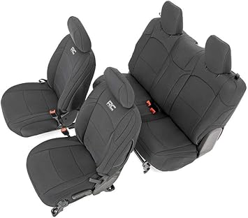 Rough Country Neoprene Seat Covers for Jeep Wrangler JL 2-Door (2018-2024) - Waterproof & UV Resistant, Foam Padded, Front & Rear Seat Cover Set