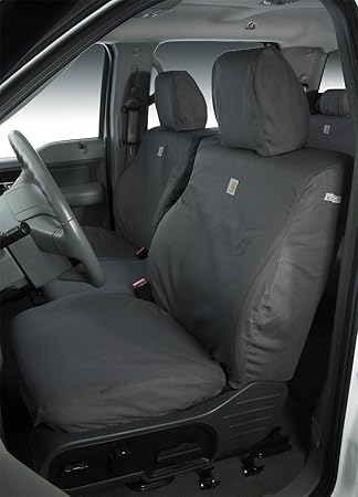 Covercraft Carhartt SeatSaver Custom Seat Covers | Fits 2018-25 Wrangler JL 4-Door, 2020-2025 Jeep Gladiator | 1st Row Bucket Seats, Duck Weave Gravel